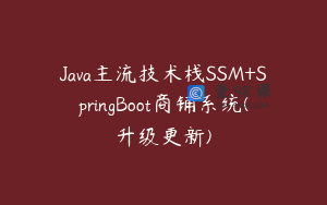 Java主流技术栈SSM+SpringBoot商铺系统(升级更新)