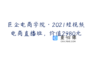 巨企电商学院·2021短视频电商直播班，价值2980元