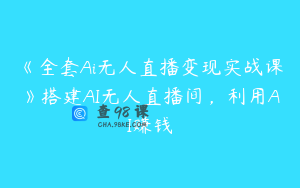 《全套Ai无人直播变现实战课》搭建AI无人直播间，利用AI赚钱