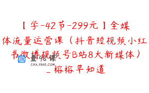 【学-42节-299元】全媒体流量运营课(抖音短视频小红书微博视频号B站8大新媒体)_榕榕早知道