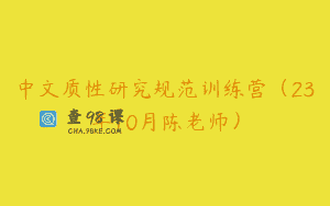 中文质性研究规范训练营(23年10月陈老师)