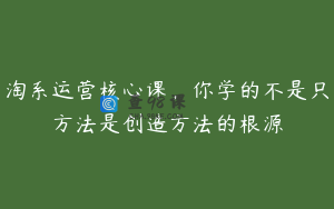 淘系运营核心课，你学的不是只方法是创造方法的根源