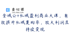 全域公+私域盈利商业大课，有效提升私域复购率，放大利润且持续变现