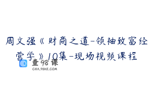 周文强《财商之道-领袖致富经营学》10集-现场视频课程