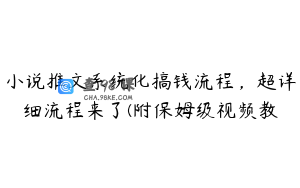 小说推文系统化搞钱流程，超详细流程来了(附保姆级视频教