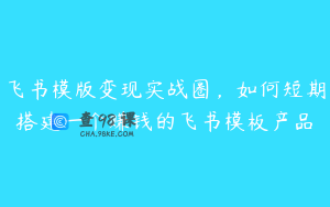 飞书模版变现实战圈，如何短期搭建一个赚钱的飞书模板产品