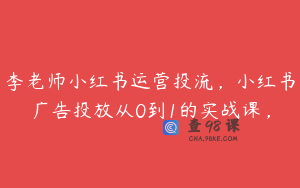 李老师小红书运营投流，小红书广告投放从0到1的实战课，
