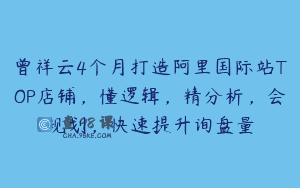 曾祥云4个月打造阿里国际站TOP店铺，懂逻辑，精分析，会规划，快速提升询盘量