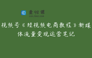 视频号《短视频电商教程》新媒体流量变现运营笔记