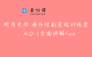 昕月老师・海外短剧变现训练营，从0-1全面讲解Face