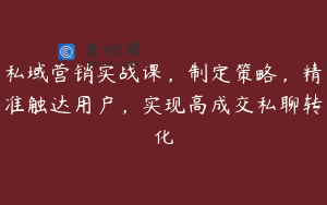 私域营销实战课，制定策略，精准触达用户，实现高成交私聊转化