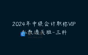 2024年中级会计职称VIP私教通关班-三科