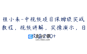祖小来-中视频项目保姆级实战教程，视频讲解，实操演示，日收益200+