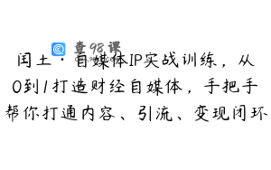 闰土·自媒体IP实战训练，从0到1打造财经自媒体，手把手帮你打通内容、引流、变现闭环