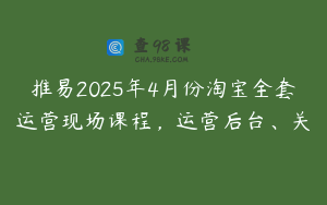 推易2025年4月份淘宝全套运营现场课程，运营后台、关