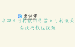 启四《可转债训练营》可转债买卖技巧教程视频