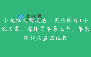 小说推文新玩法，实拍图片+小说文案，操作简单易上手，单条视频收益四位数