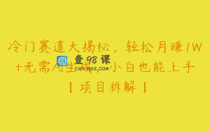冷门赛道大揭秘，轻松月赚1W+无需AI生成，小白也能上手【项目拆解】