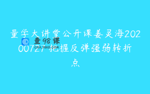 量学大讲堂公开课姜灵海20200727 把握反弹强弱转折点