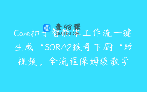 Coze扣子智能体工作流一键生成“SORA2猴哥下厨“短视频，全流程保姆级教学