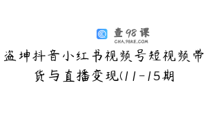 盗坤抖音小红书视频号短视频带货与直播变现(11-15期