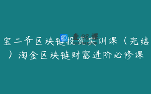 宝二爷区块链投资实训课（完结）淘金区块链财富进阶必修课