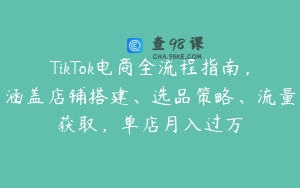 TikTok电商全流程指南，涵盖店铺搭建、选品策略、流量获取，单店月入过万
