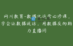 网川教育-数据化运营必修课，学会让数据说话，用数据反向助力直播间