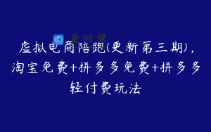 虚拟电商陪跑(更新第三期)，淘宝免费+拼多多免费+拼多多轻付费玩法