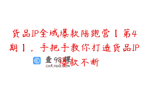 货品IP全域爆款陪跑营【第4期】，手把手教你打造货品IP，爆款不断