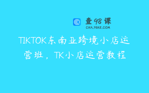TIKTOK东南亚跨境小店运营班，TK小店运营教程