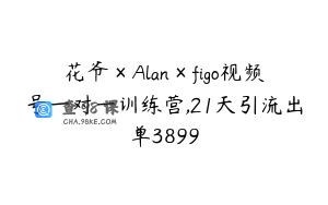 花爷×Alan×figo视频号一对一训练营,21天引流出单3899