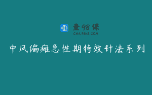 中风偏瘫急性期特效针法系列