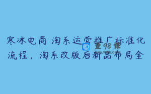 寒冰电商・淘系运营推广标准化流程，淘系改版后新品布局全
