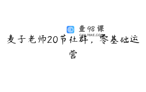 麦子老师20节社群，零基础运营