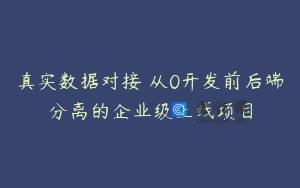 真实数据对接 从0开发前后端分离的企业级上线项目