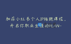 加菲小红书个人IP陪跑课程，开启你职业生涯的PLAN-