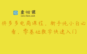 拼多多电商课程，新手纯小白必看，零基础教学快速入门