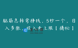 脑筋急转弯挣钱，5秒一个，日入多张，收入无上限【揭秘】