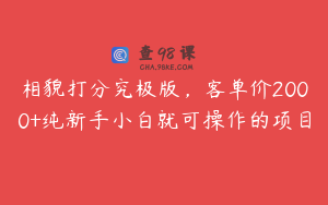 相貌打分究极版，客单价2000+纯新手小白就可操作的项目