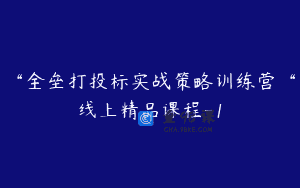 “全垒打投标实战策略训练营“线上精品课程-1