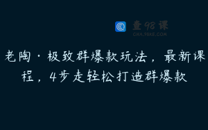 老陶·极致群爆款玩法，最新课程，4步走轻松打造群爆款