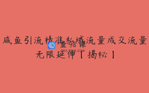 咸鱼引流精准私域流量成交流量无限延伸【揭秘】