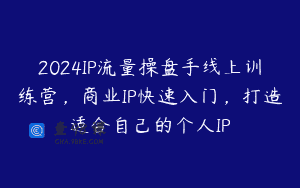 2024IP流量操盘手线上训练营，商业IP快速入门，打造适合自己的个人IP