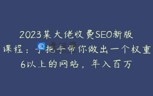 2023某大佬收费SEO新版课程:手把手带你做出一个权重6以上的网站,年入百万