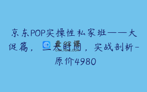京东POP实操性私家班——大促篇，​三天时间，实战剖析-​原价4980