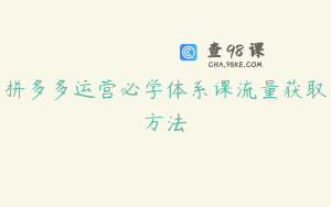 拼多多运营必学体系课流量获取方法