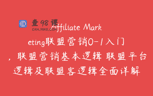 Affiliate Marketing联盟营销0-1入门，联盟营销基本逻辑 联盟平台逻辑及联盟客逻辑全面详解