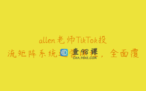 allen老师TikTok投流矩阵系统运营课程，全面覆