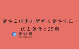 量学云讲堂刘智辉《量学识庄·伏击涨停》25期
